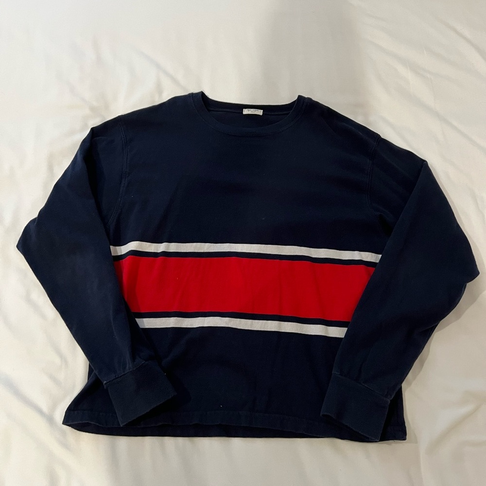 john galt cropped long sleeve, navy/red/white